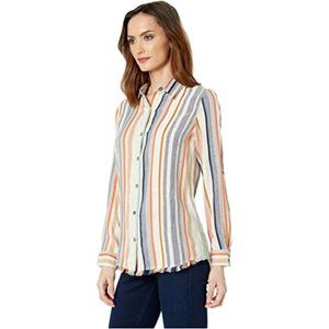 Karen Kane fringe button up shirt